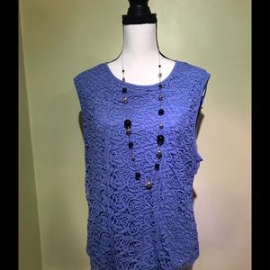 APT. 9 Sleeveless Lined Shell With Lace Overlay